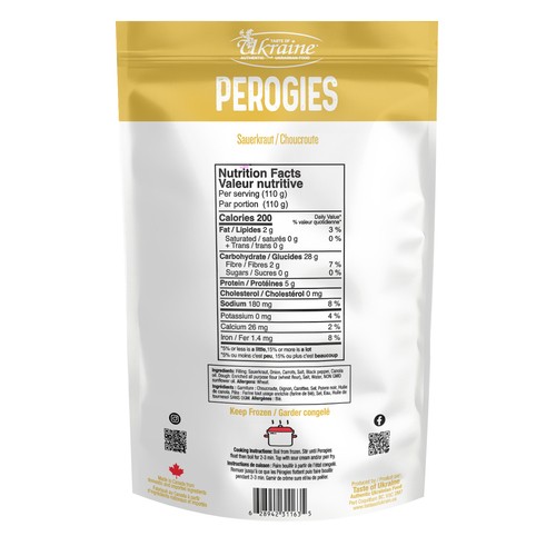 Taste Of Ukraine Frozen Perogies Potato & Sauerkraut 625 g