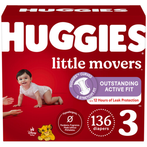 Huggies Little Movers Baby Diapers Size 3 (16-28 lbs) 136 Count