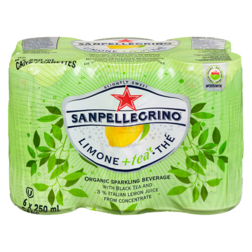 San Pellegrino Organic Carbonated Tea Lemon 6 x 250 ml (cans)
