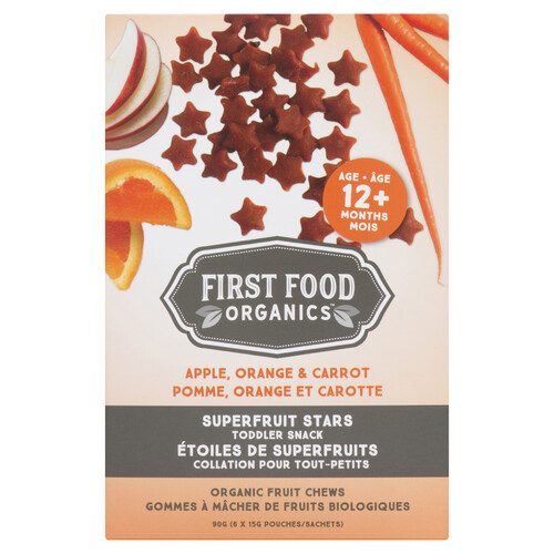 First Food Organics Organic Toddler Snack Superfruit Stars Apple Orange & Carrot 90 g