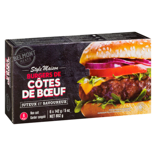 Belmont Prime Rib Beef Burgers Homestyle 852 g (frozen)