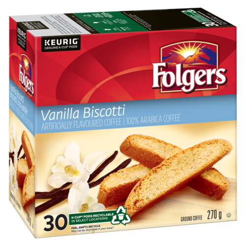 Folgers Coffee Pods Gourmet Selections Biscotti Vanilla 30 K-Cups 270 g