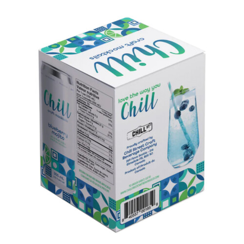 Chill Mocktail Drink Blueberry Mojito 4 X 355 ml (cans)