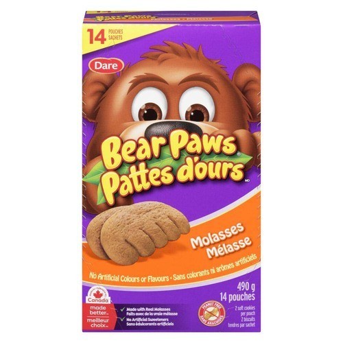Dare Bear Paws Soft Cookies Molasses 14 Pouches 490 g