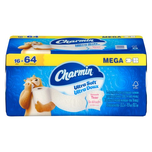 Charmin Toilet Paper Ultra Soft 2-Ply 16 Mega Rolls x 208 Sheets
