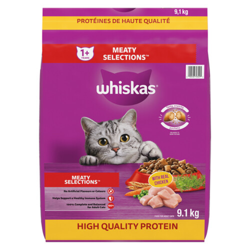 Whiskas Meaty Selections Adult Dry Cat Food With Real Chicken 9.1 kg