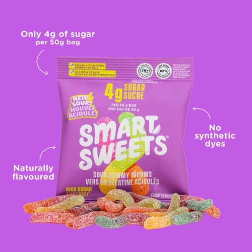 SmartSweets Candy Sour Gummy Worms 50 g