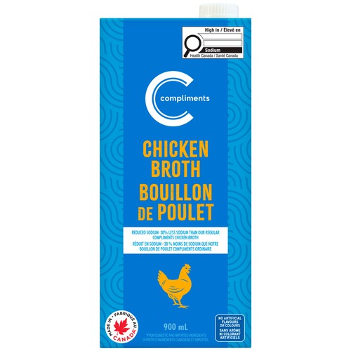 Compliments Broth Chicken Less Salt 900 ml