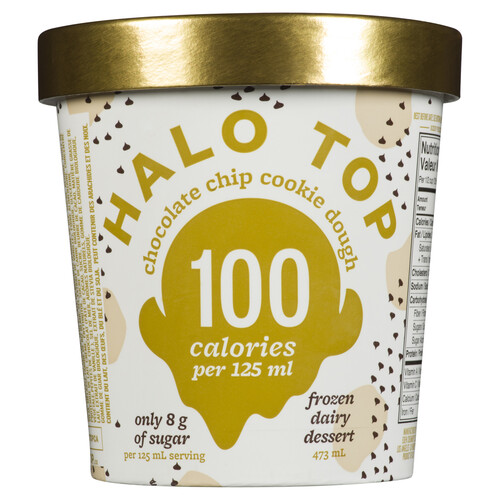 Halo Top Frozen Dairy Dessert Cookie Dough Chocolate Chip 473 ml