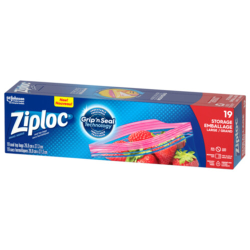 Ziploc Storage Bags With New Grip 'n Seal Technology Large 19 Bags 