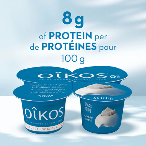 Oikos Fat Free Greek 0% Yogurt Coconut Flavour 4 x 100 g