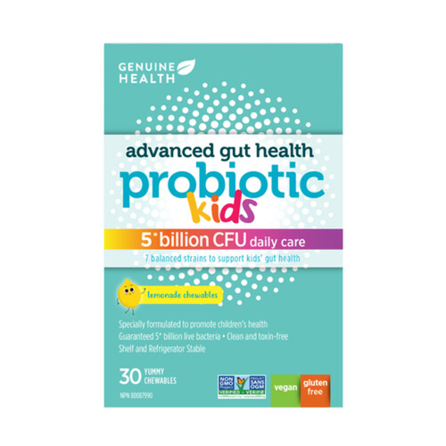 Genuine Health Advanced Gut Health Kids Probiotic Chewables Lemonade 30 Count