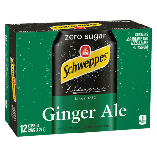 Schweppes Ginger Ale Zero Sugar 12 x 355 ml (cans)