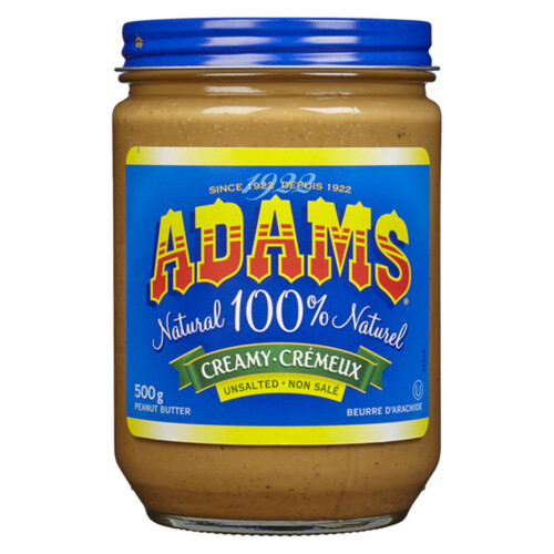 Adams Creamy Natural Unsalted Peanut Butter 500 g