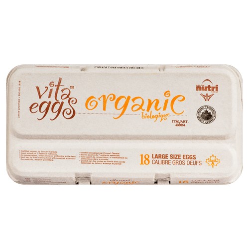 Vita Organic Eggs Large 18 Count