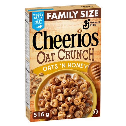 Cheerios Cereal Oat Crunch Oats 'N Honey Family Size 516 g