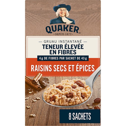 Quaker Instant Oatmeal High Fibre Raisins & Spice 344 g