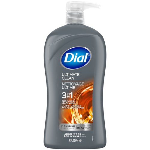 Dial Body + Hair + Face Wash Ultimate Clean 3 in 1 Amber Wood Scent 946 ml