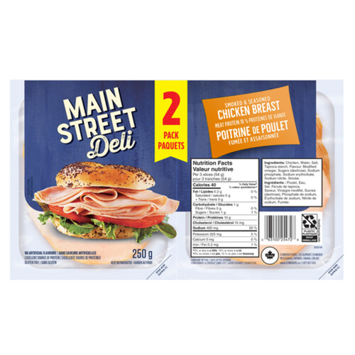 Main Street Deli Sliced Chicken Breast Seasoned Smoked 250 g