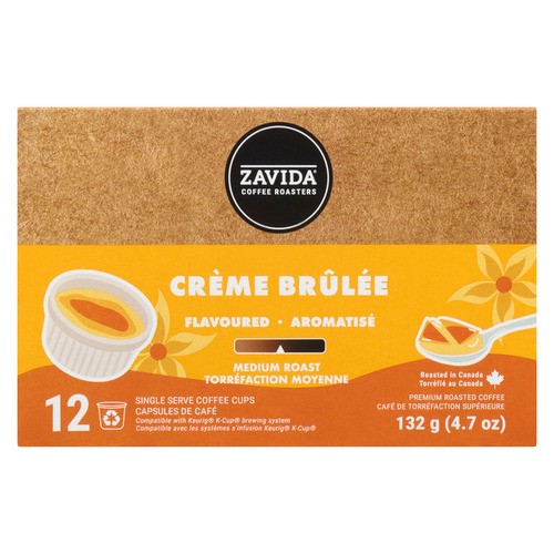 Zavida Coffee Pods Medium Roast Crème Brûlée 12 Single Serve Cups 132 g