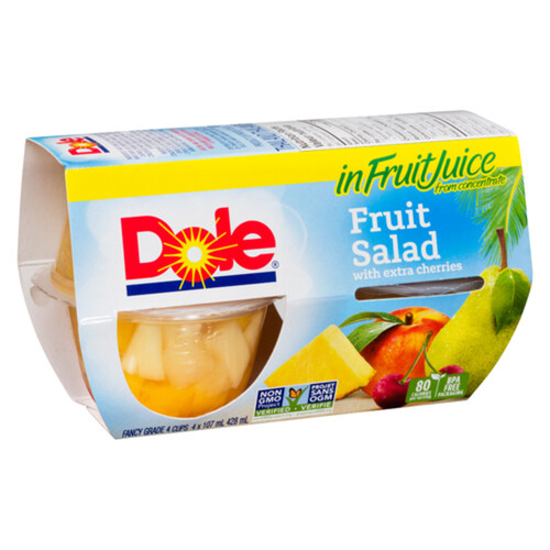 Dole Fruit Cup In Fruit Juice Cherry 4 x 107 ml