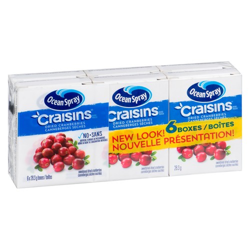 Ocean Spray Snack Pack Craisins Dried Cranberries 6 Pack 170 g