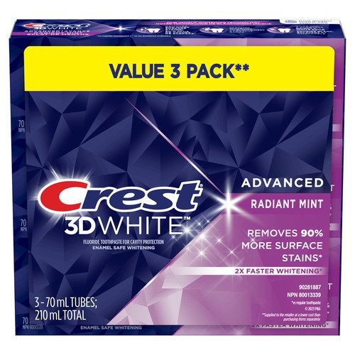 Crest 3D White Advanced Toothpaste Radiant  Mint  3 x 70 ml