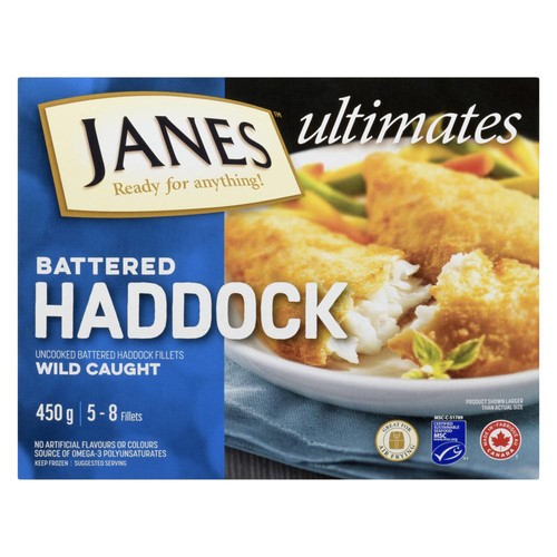 Janes Frozen Haddock Fillets Battered 450 g