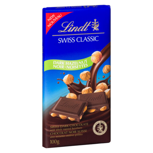 Lindt Swiss Classic Chocolate Bar Dark Hazelnut 100 g