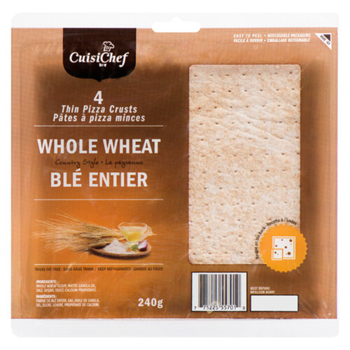 CuisiChef Pizza Crust Whole Wheat 4 Pack 240 g