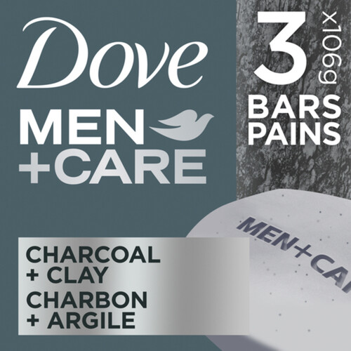 Dove Men+Care Body And Face Bar Soap Charcoal + Clay Deep Clean 3 x 106 g