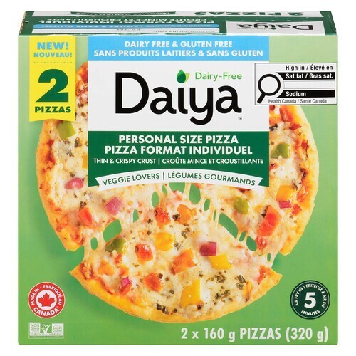 Daiya Dairy-Free Frozen Pizza Veggie Lover 2 Pack 320 g