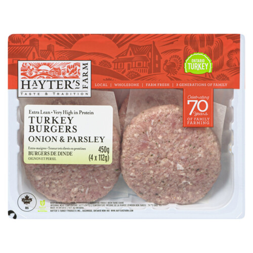 Hayter's Farm Turkey Burgers Onion & Parsley 4 x 112 g