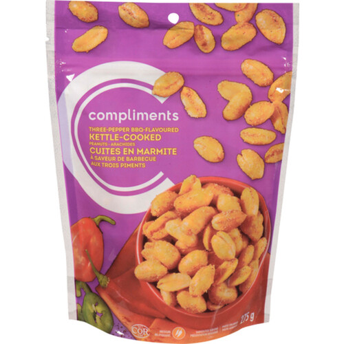 Compliments Kettle Cooked Three Pepper Barbeque Peanuts 275 g