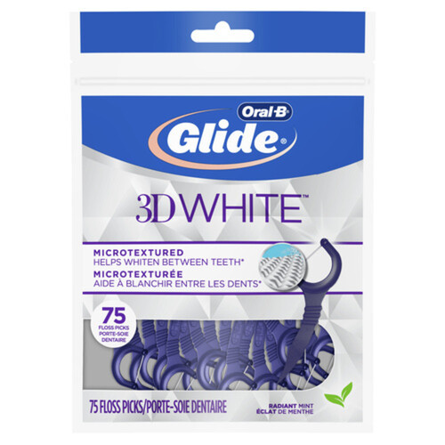 Oral-B Glide 3D White Floss Picks Whitening Radiant Mint Flavor 75 Count