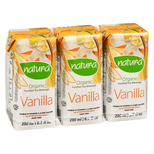 Natura Organic Soy Beverage Vanilla 3 x 200 ml