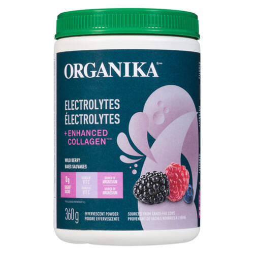 Organika Supplements Electrolytes + Enhanced Collagen Powder Wild Berry 360 g