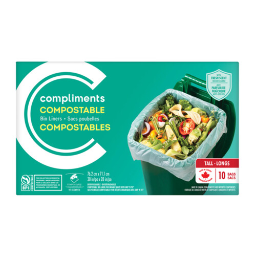 Compliments Compostable Bin Liners Scented Tall 10 Liners 