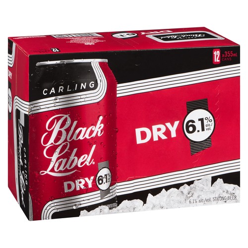 Carling Black Label Dry Beer 6.1% Alcohol 12 x 355 ml (cans)