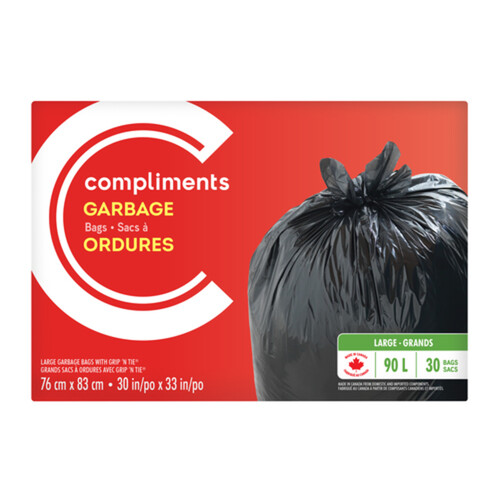 Compliments Garbage Bags Black Large 90 L 30 Bags