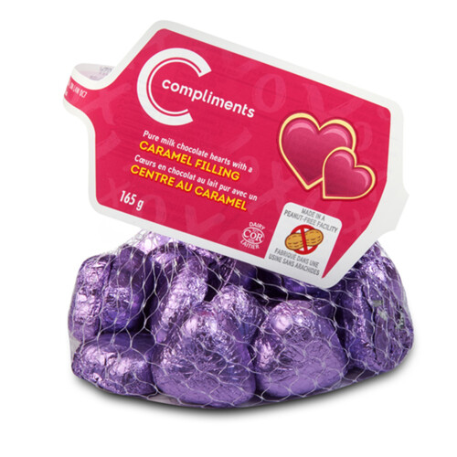 Compliments Chocolate Hearts Caramel Filled 165 g