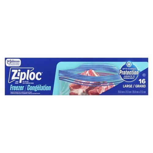 Ziploc Brand Seal Top Bags Freezer Large 16 Bags
