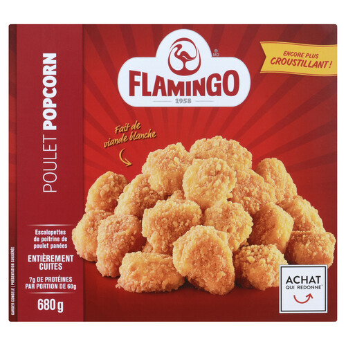 Flamingo Frozen Breaded Fully Cooked Popcorn Chicken 680 g