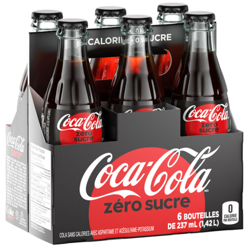 Coca-Cola Zero Sugar Glass Bottles 6 x 237 ml