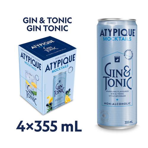 Atypique Non-Alcoholic Mocktail Gin & Tonic 4 x 355 ml (cans)