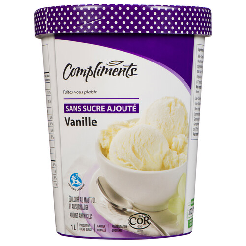 Compliments No Suger Added Ice Cream Vanilla 1 L