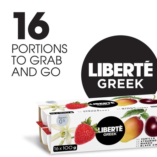 Liberté Greek 0% Yogurt 16-Pack Assorted High Protein 100 g