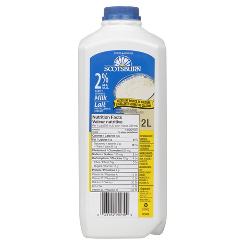 Scotsburn 2% Milk Partly Skimmed  2 L