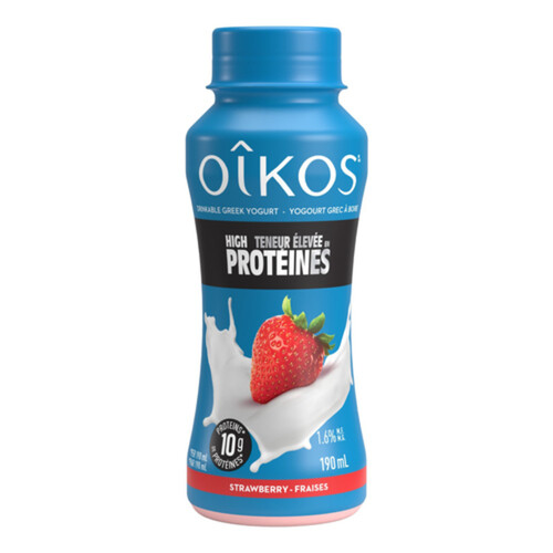 Oikos 1.6% Drinkable Greek Yogurt High Protein Strawberry 190 ml