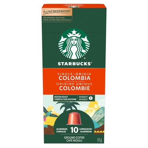 Starbucks Nespresso Coffee Pods Colombia Blend Medium Roast 10 Capsules 57 g